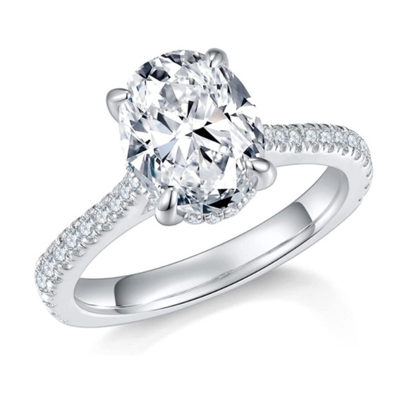 14k Certified 3 ct Colorless VVS1 Diamond Moissanite Ring - Picture 4 of 13